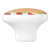 Hamburger cheeseburger schattig cafe look gestreep keramische knop (Zijkant)