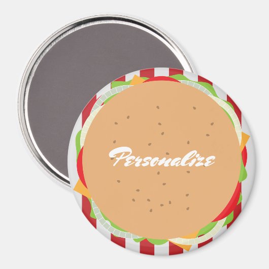 Hamburger cheeseburger schattig café magneet (Voorkant / Achterkant)