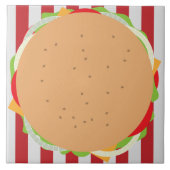 Hamburger cheeseburger schattig café rood wit gest tegeltje (Voorkant)