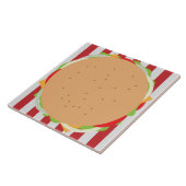 Hamburger cheeseburger schattig café rood wit gest tegeltje (Zijkant)
