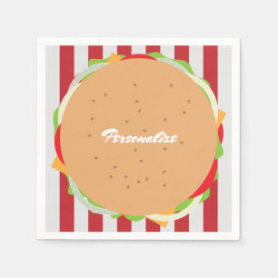 Hamburger cheeseburger schattig café servet