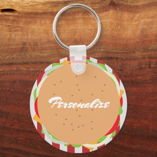 Hamburger cheeseburger schattig café sleutelhanger (Voorkant)