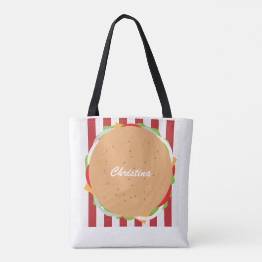 Hamburger cheeseburger schattig café tote bag (Achterkant)