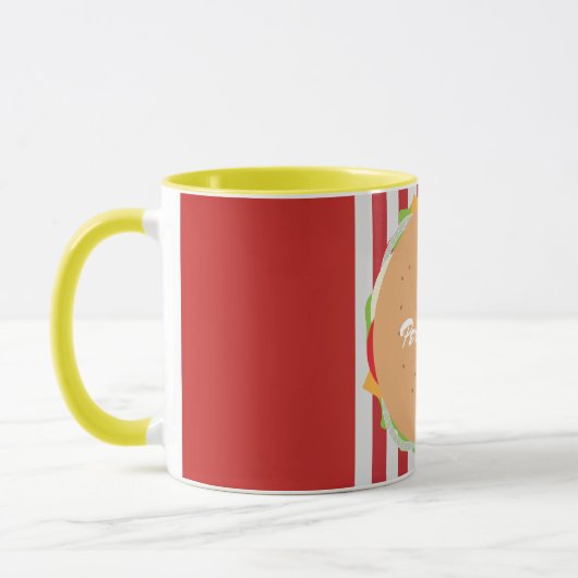 Hamburger cheeseburger schattige café stripe mok (Links)