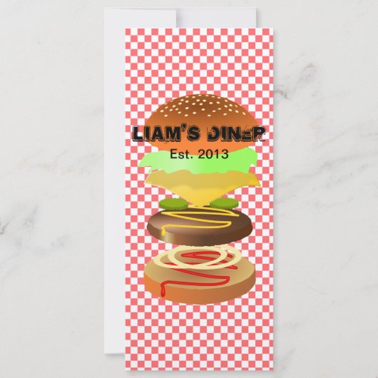 Hamburger / Diner Birthday Uitnodiging (Achterkant)