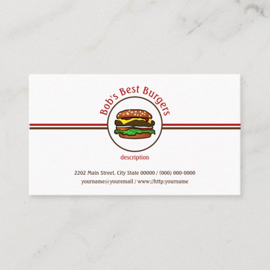 Hamburger Diner Fast Food Restaurant Business Logo Visitekaartje (Voorkant)