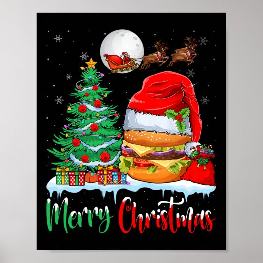 Hamburger Dragen Santa Hoed Xmas - Vrolijk Kerstfe Poster (Voorkant)