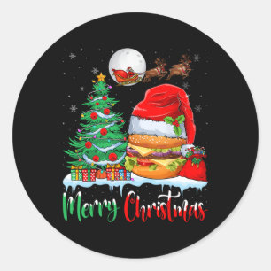Hamburger Dragen Santa Hoed Xmas - Vrolijk Kerstfe Ronde Sticker