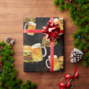 Hamburger en bier cadeaupapier