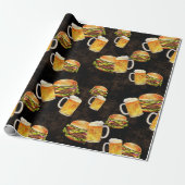 Hamburger en bier  cadeaupapier (Uitgerold)