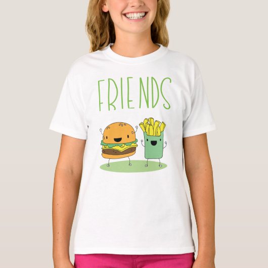 Hamburger en Fransen Beste Vriend T-shirt (Voorkant)