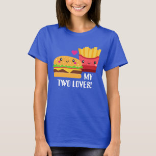 Hamburger en Fransen De twee liefdes Kawaii T-shirt