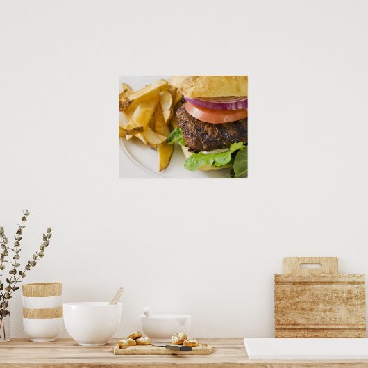 Hamburger- en Franstalige groeven Poster (Keuken)