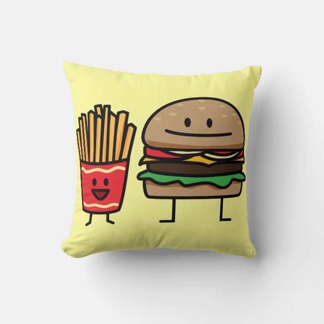 Hamburger en Fries fastfood maar junk friet hot Kussen (Voorkant)