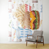 Hamburger en friet fastfood achtergrond wandkleed (In situ)