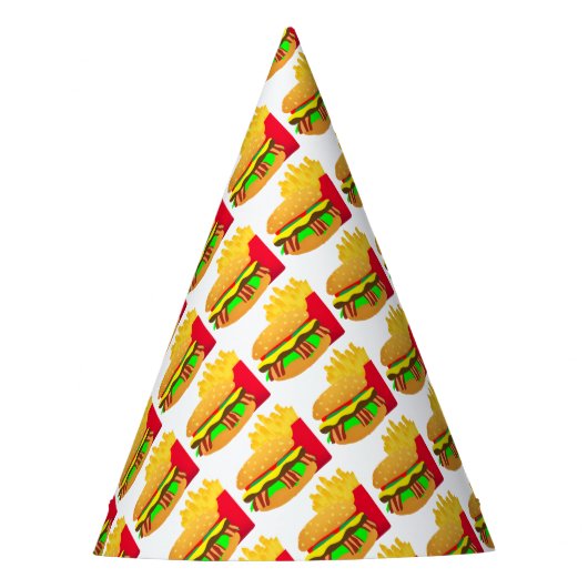 Hamburger en friet feesthoedjes (Voorkant)