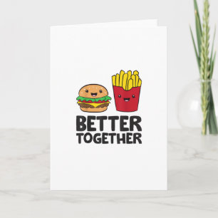Hamburger en friet houden van fastfood T Kaart