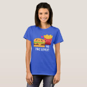 Hamburger en friet houden van Kawaii T-shirt (Voorkant volledig)