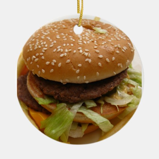 hamburger en friet keramisch ornament (Voorkant)