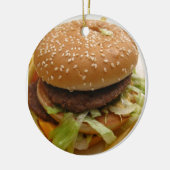 hamburger en friet keramisch ornament (Links)