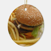 hamburger en friet keramisch ornament (Links)