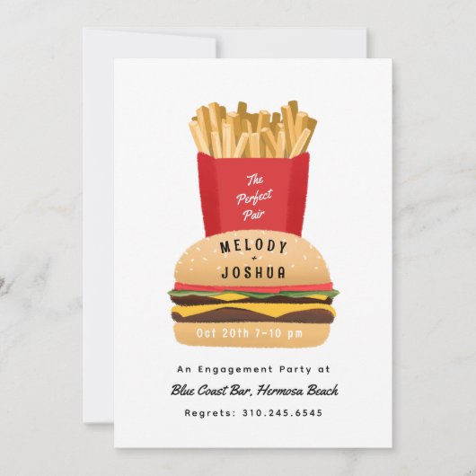 Hamburger en friet Perfect Pair Douche Kaart (Voorkant)