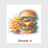 Hamburger en frietjes sticker (Vel)