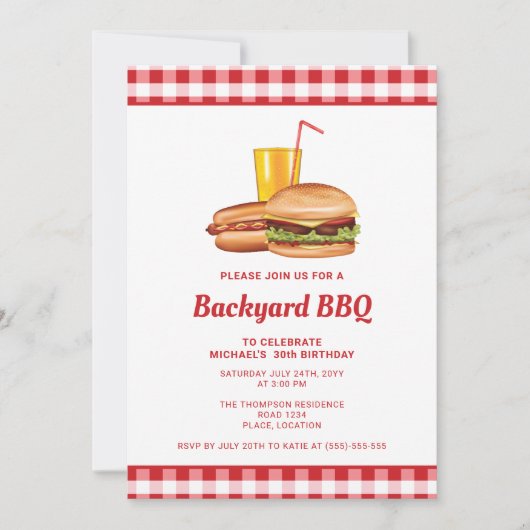 Hamburger En Hot Dog Achtertuin BBQ Verjaardagsfee Kaart (Voorkant)