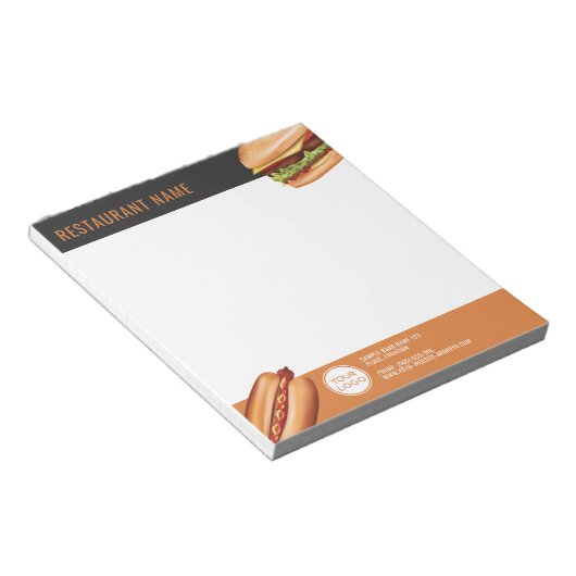Hamburger en Hot Dog Fast Food Restaurant Custom Notitieblok (Schuin)