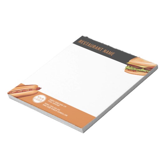 Hamburger en Hot Dog Fast Food Restaurant Custom Notitieblok (Linkerzijde)