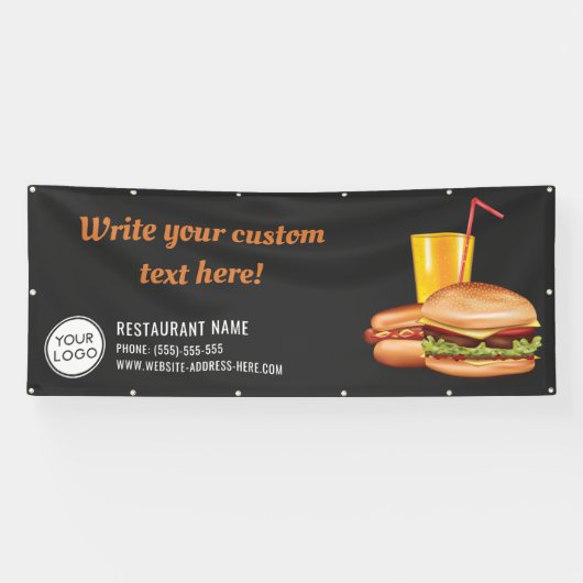 Hamburger en Hot Dog Fast Food Restaurant Custom Spandoek (Horizontaal)