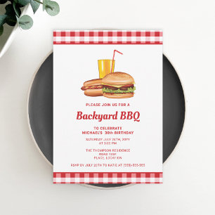 Hamburger En Hotdog Achtertuin BBQ Verjaardagsfees Kaart
