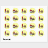 Hamburger en Ketchup fastfood buddies bun patty Ronde Sticker (Vel)