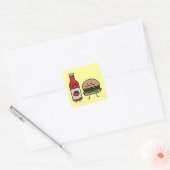 Hamburger en Ketchup fastfood buddies bun patty Vierkante Sticker (Envelop)