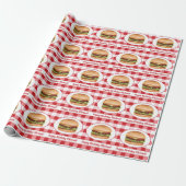 Hamburger eten op rode gingham en aangepaste tekst cadeaupapier (Uitgerold)