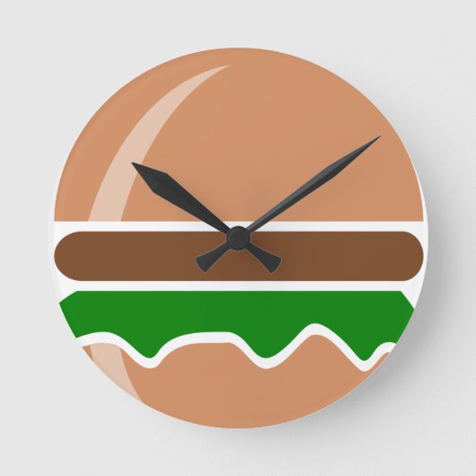 Hamburger fast food a sandwich ronde klok (Voorkant)
