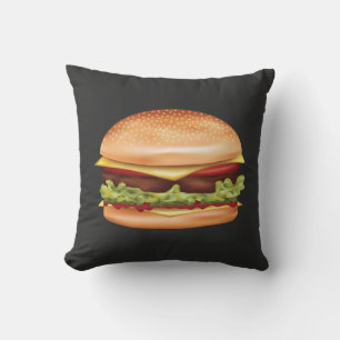Hamburger Fast Food Illustratie Donkere Achtergron Kussen