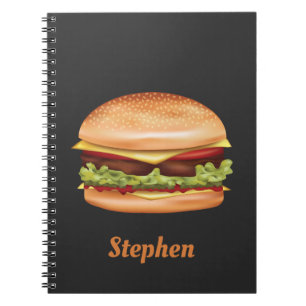 Hamburger Fast Food Illustratie Met Aangepaste Naa Notitieboek