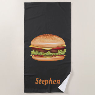 Hamburger Fast Food Illustratie Met Aangepaste Naa Strandlaken