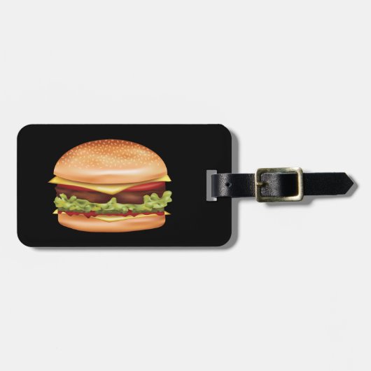 Hamburger Fast Food Illustratie Met Aangepaste Tek Bagagelabel (Voorkant horizontaal)