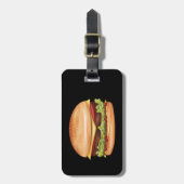 Hamburger Fast Food Illustratie Met Aangepaste Tek Bagagelabel (Voorkant verticaal)