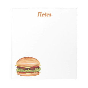 Hamburger Fast Food Illustratie Met Aangepaste Tek Notitieblok