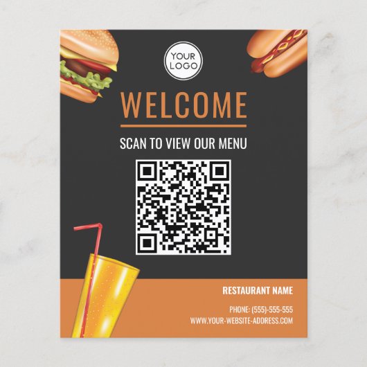 Hamburger Fast Food Restaurant Scan om menu te bek (Voorkant)