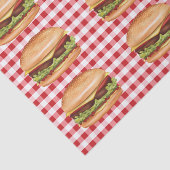 Hamburger Fast Foods op Red Gingham patroon Tissuepapier (Detail)