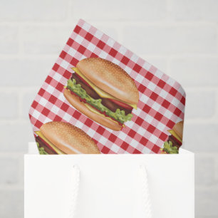 Hamburger Fast Foods op Red Gingham patroon Tissuepapier