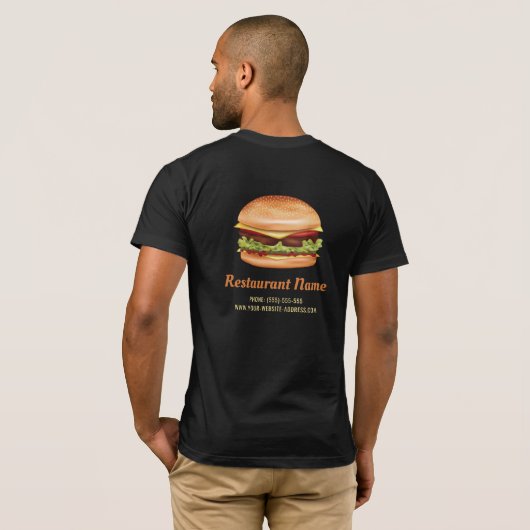 Hamburger Fastfood Aangepaste Restaurant Info T-shirt (Achterkant volledig)