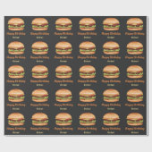 Hamburger fastfood illustratie Happy Birthday Cadeaupapier (Vlak)