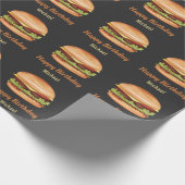 Hamburger fastfood illustratie Happy Birthday Cadeaupapier (Hoek)