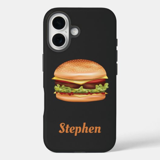 Hamburger fastfood illustratie met aangepaste naam Case-Mate iPhone case (Achterkant)