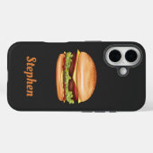 Hamburger fastfood illustratie met aangepaste naam Case-Mate iPhone case (Achterkant (horizontaal))